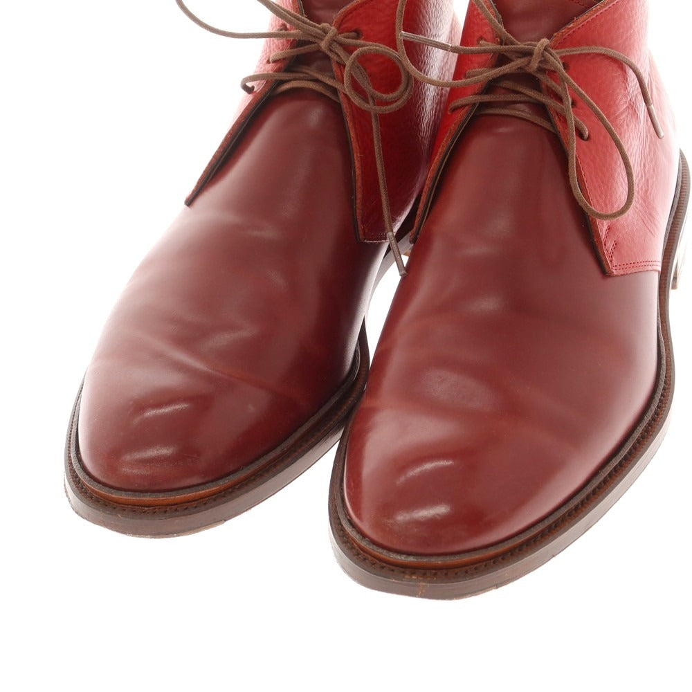 【中古】ココン（シューズ） KOKON コードバン コンビ チャッカブーツ レッド【 6 1/2 】【 状態ランクB 】【 メンズ 】
