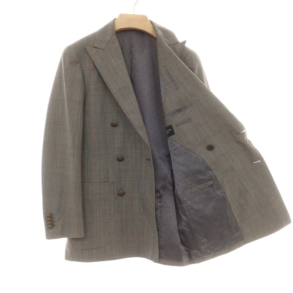 【中古】ユニバーサルランゲージ UNIVERSAL LANGUAGE SUPER120’S ウール グレンチェック ダブル6B テーラードジャケット グレー【 46 8D 】【 状態ランクC 】【 メンズ 】