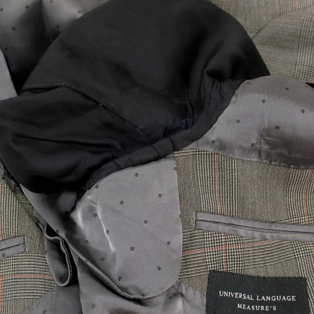 【中古】ユニバーサルランゲージ UNIVERSAL LANGUAGE SUPER120’S ウール グレンチェック ダブル6B テーラードジャケット グレー【 46 8D 】【 状態ランクC 】【 メンズ 】