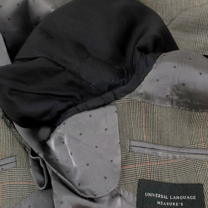 【中古】ユニバーサルランゲージ UNIVERSAL LANGUAGE SUPER120’S ウール グレンチェック ダブル6B テーラードジャケット グレー【 46 8D 】【 状態ランクC 】【 メンズ 】