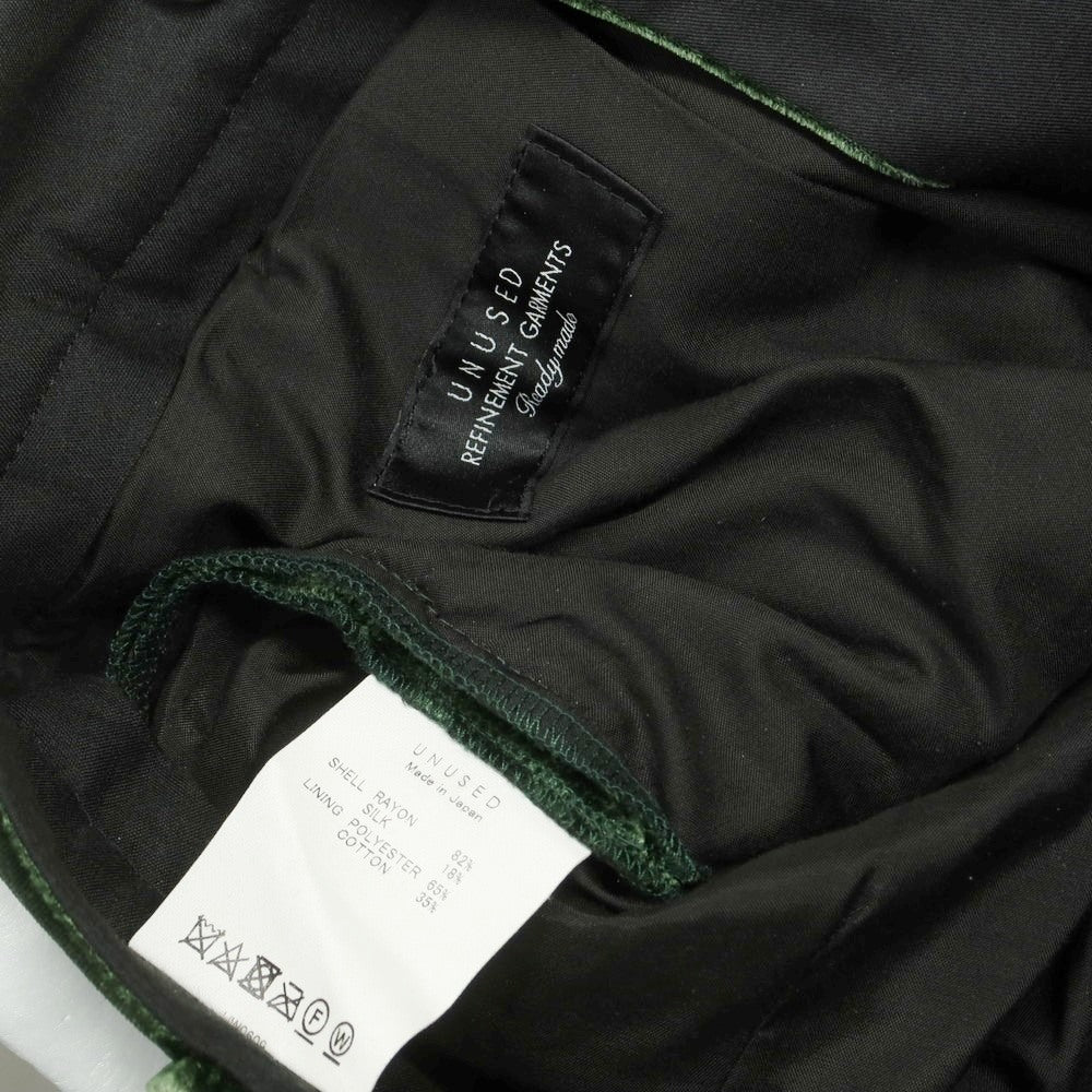 【中古】アンユーズド UNUSED レーヨンシルク ベロア カジュアルスラックスパンツ グリーン【 1 】【 状態ランクB 】【 メンズ 】