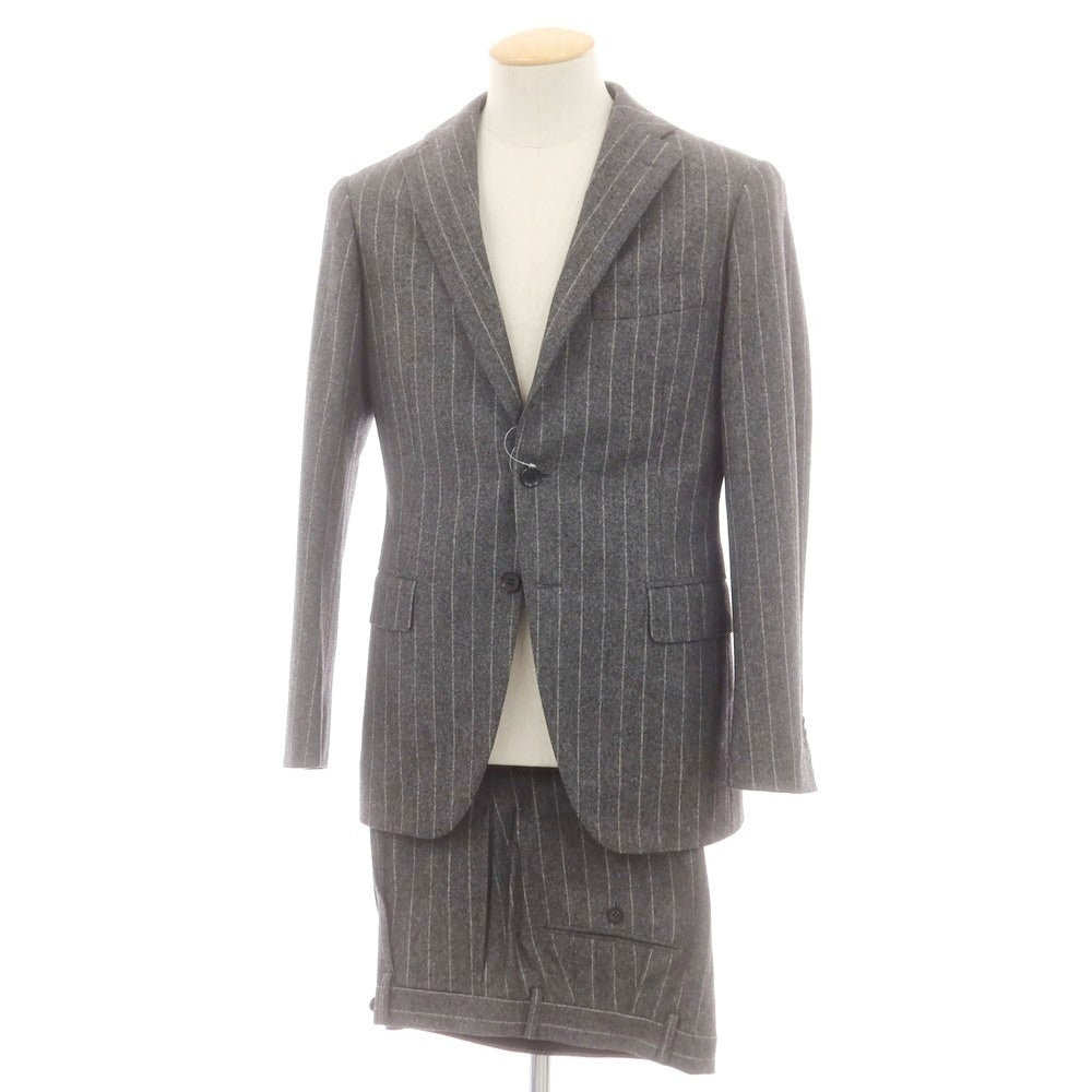 【中古】リングヂャケット RING JACKET custom made ウール ストライプ 3つボタンスーツ グレー【 表記なし（S位） 】【 状態ランクB 】【 メンズ 】