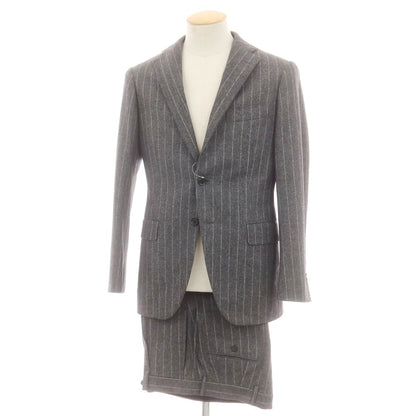 【中古】リングヂャケット RING JACKET custom made ウール ストライプ 3つボタンスーツ グレー【 表記なし（S位） 】【 状態ランクB 】【 メンズ 】