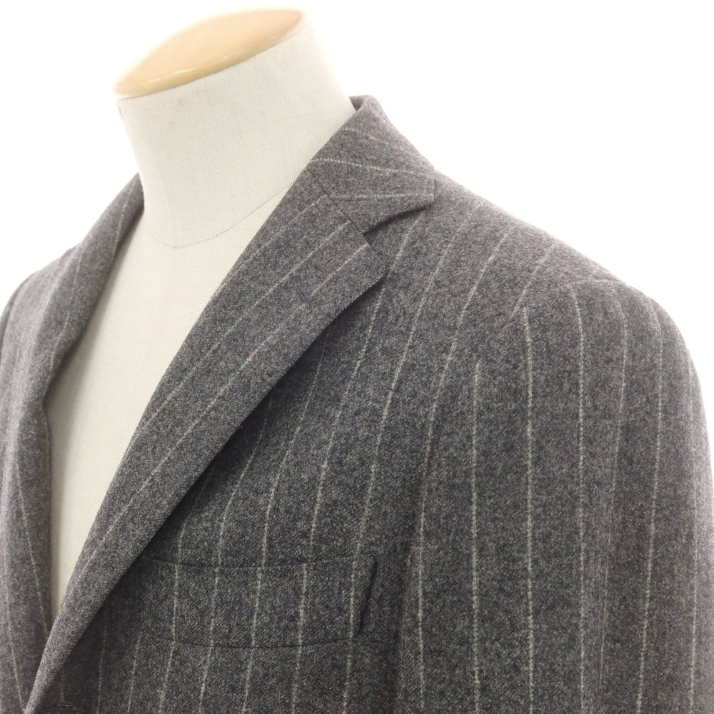 【中古】リングヂャケット RING JACKET custom made ウール ストライプ 3つボタンスーツ グレー【 表記なし（S位） 】【 状態ランクB 】【 メンズ 】