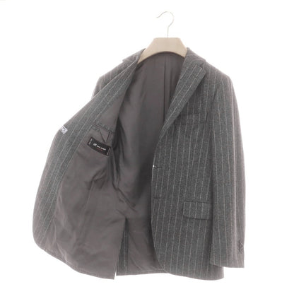 【中古】リングヂャケット RING JACKET custom made ウール ストライプ 3つボタンスーツ グレー【 表記なし（S位） 】【 状態ランクB 】【 メンズ 】