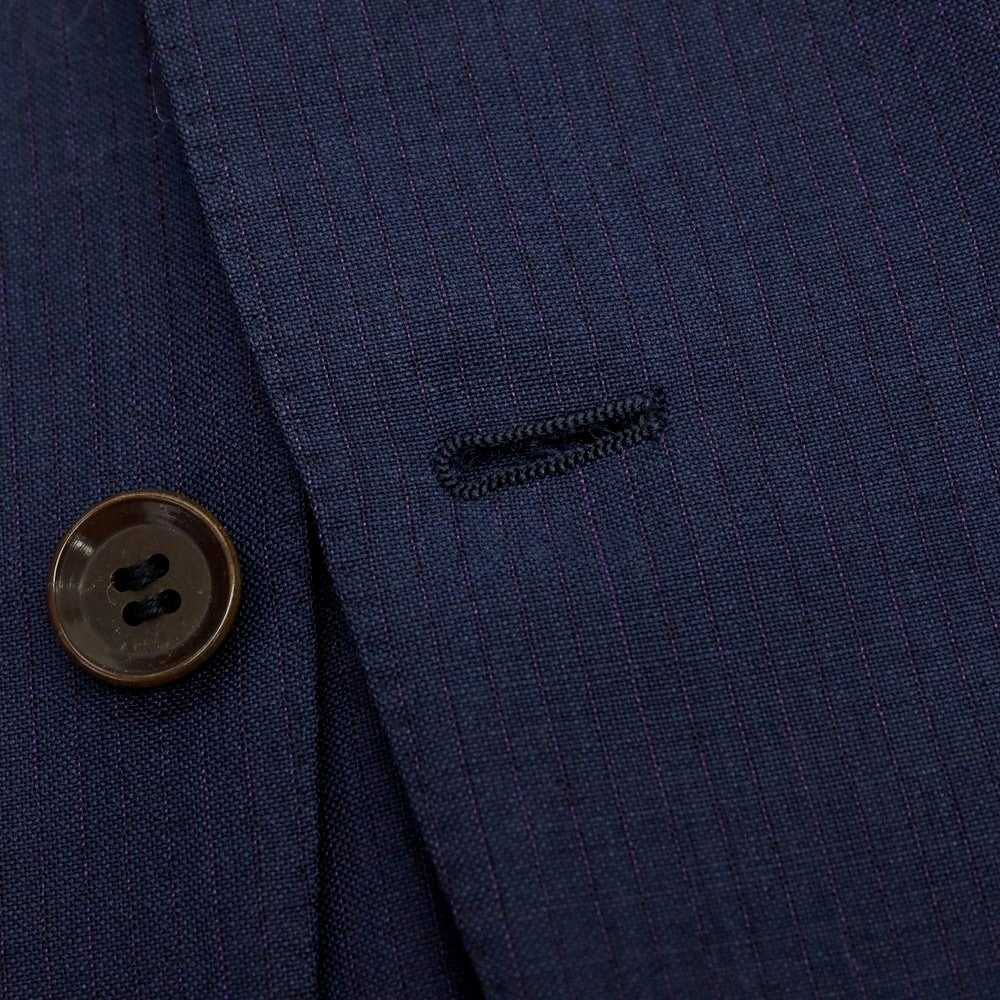 【中古】リングヂャケット RING JACKET モヘヤウール ストライプ 3つボタンスーツ ネイビーxパープル【サイズ44】【 状態ランクB 】【 メンズ 】