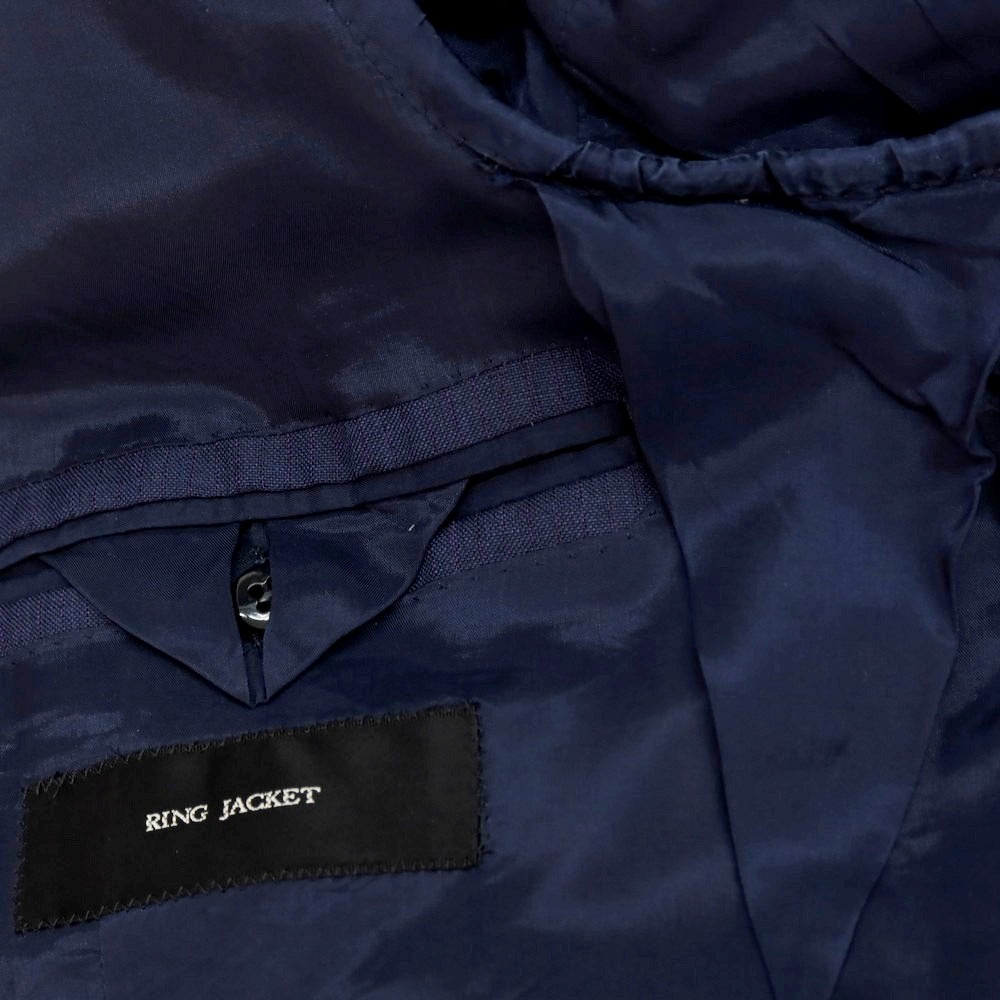 【中古】リングヂャケット RING JACKET モヘヤウール ストライプ 3つボタンスーツ ネイビーxパープル【サイズ44】【 状態ランクB 】【 メンズ 】