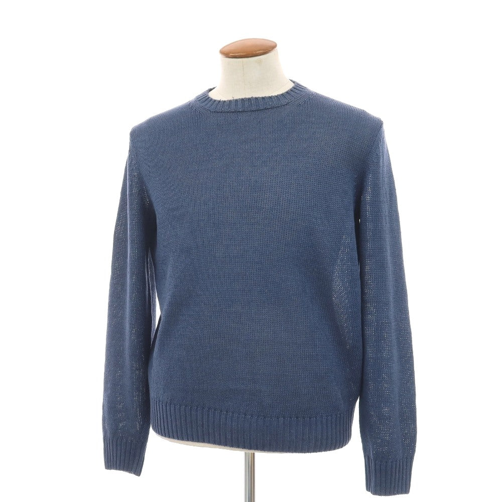 【中古】ロロピアーナ Loro Piana リネン クルーネック プルオーバーニット ダークダスティブルー【サイズ46】【 状態ランクD 】【 メンズ 】