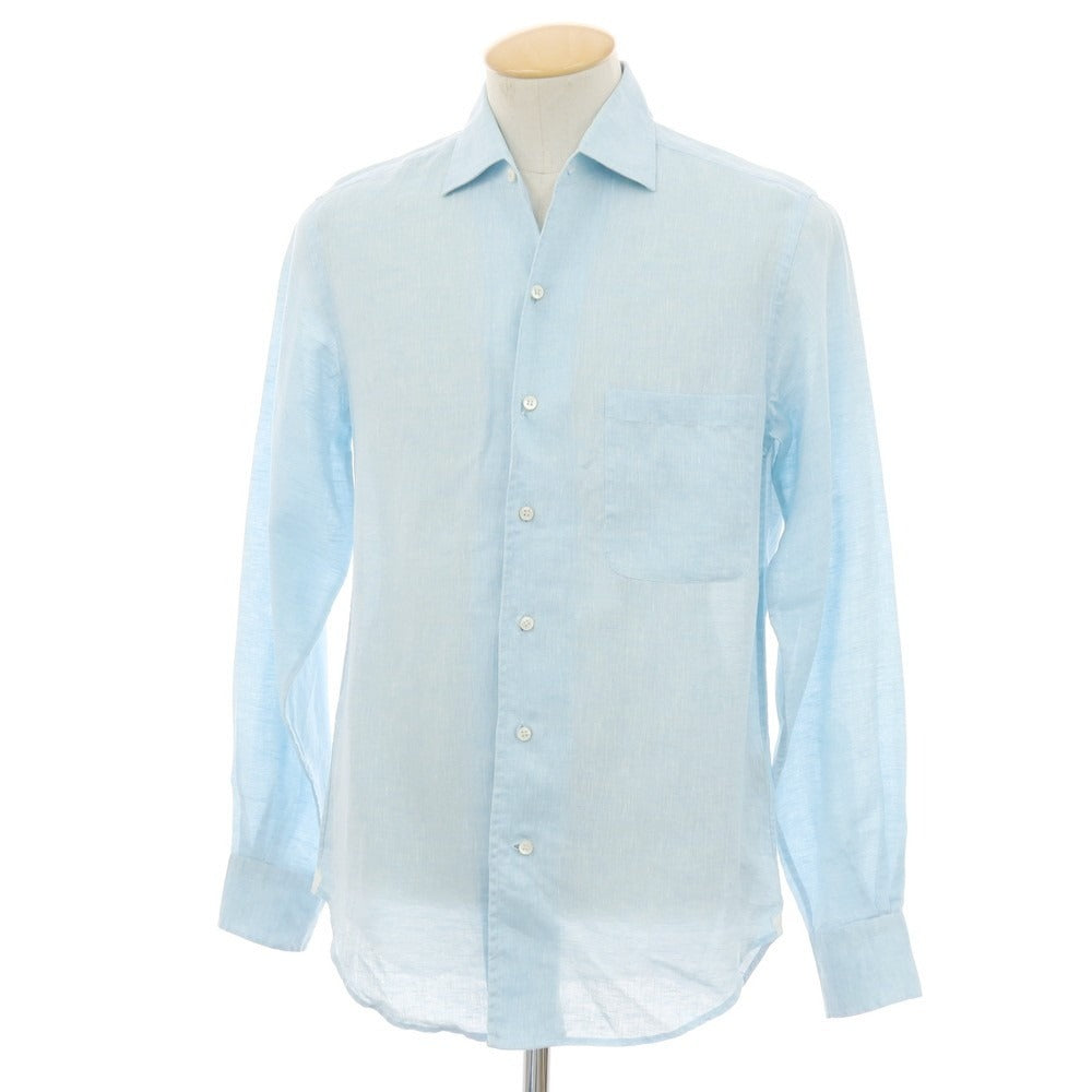 【中古】ロロピアーナ Loro Piana リネン ワンピースカラー カジュアルシャツ ライトブルー【サイズXS】【 状態ランクC 】【 メンズ 】