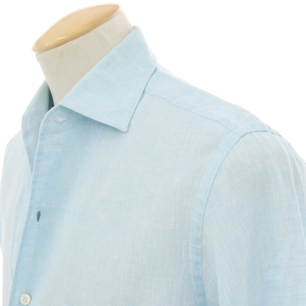 【中古】ロロピアーナ Loro Piana リネン ワンピースカラー カジュアルシャツ ライトブルー【サイズXS】【 状態ランクC 】【 メンズ 】