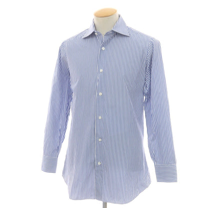 【中古】フライ FRAY コットン ストライプ セミワイドカラー ドレスシャツ ブルーxホワイト【 37 】【 状態ランクB 】【 メンズ 】