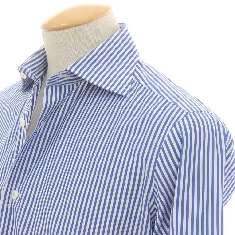 【中古】フライ FRAY コットン ストライプ セミワイドカラー ドレスシャツ ブルーxホワイト【 37 】【 状態ランクB 】【 メンズ 】