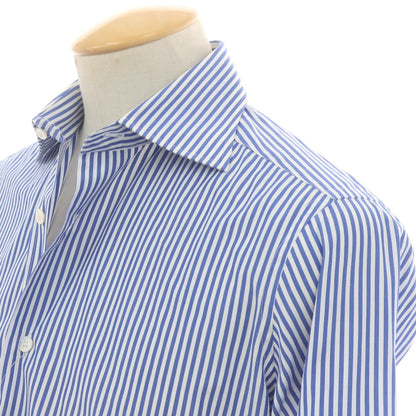 【中古】フライ FRAY コットン ストライプ セミワイドカラー ドレスシャツ ブルーxホワイト【 37 】【 状態ランクB 】【 メンズ 】