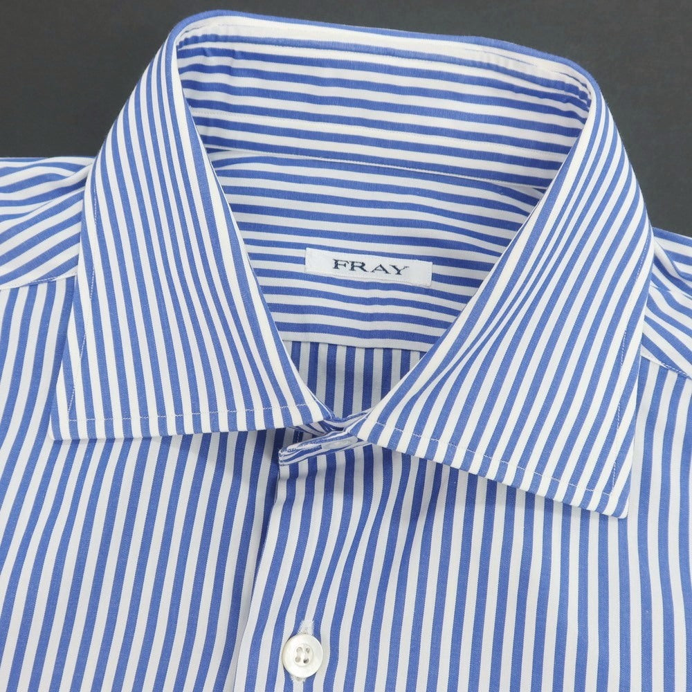 【中古】フライ FRAY コットン ストライプ セミワイドカラー ドレスシャツ ブルーxホワイト【 サイズ37 】【 状態ランクB 】【 メンズ 】 [APD]