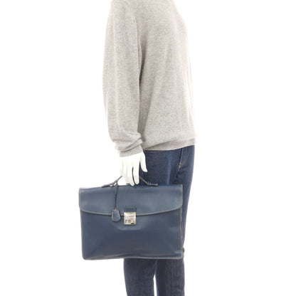 【中古】マリネッラ E.MARINELLA ソットブラッチョ ブリーフケース ネイビーブルー【 状態ランクC 】【 メンズ 】