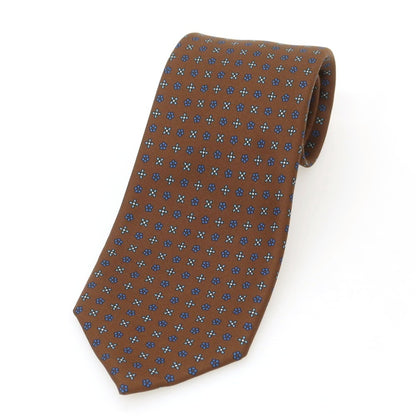 【中古】マリネッラ E.MARINELLA シルク クワトロピエゲ 小紋柄ネクタイ ブラウンxブルー【 状態ランクB 】【 メンズ 】