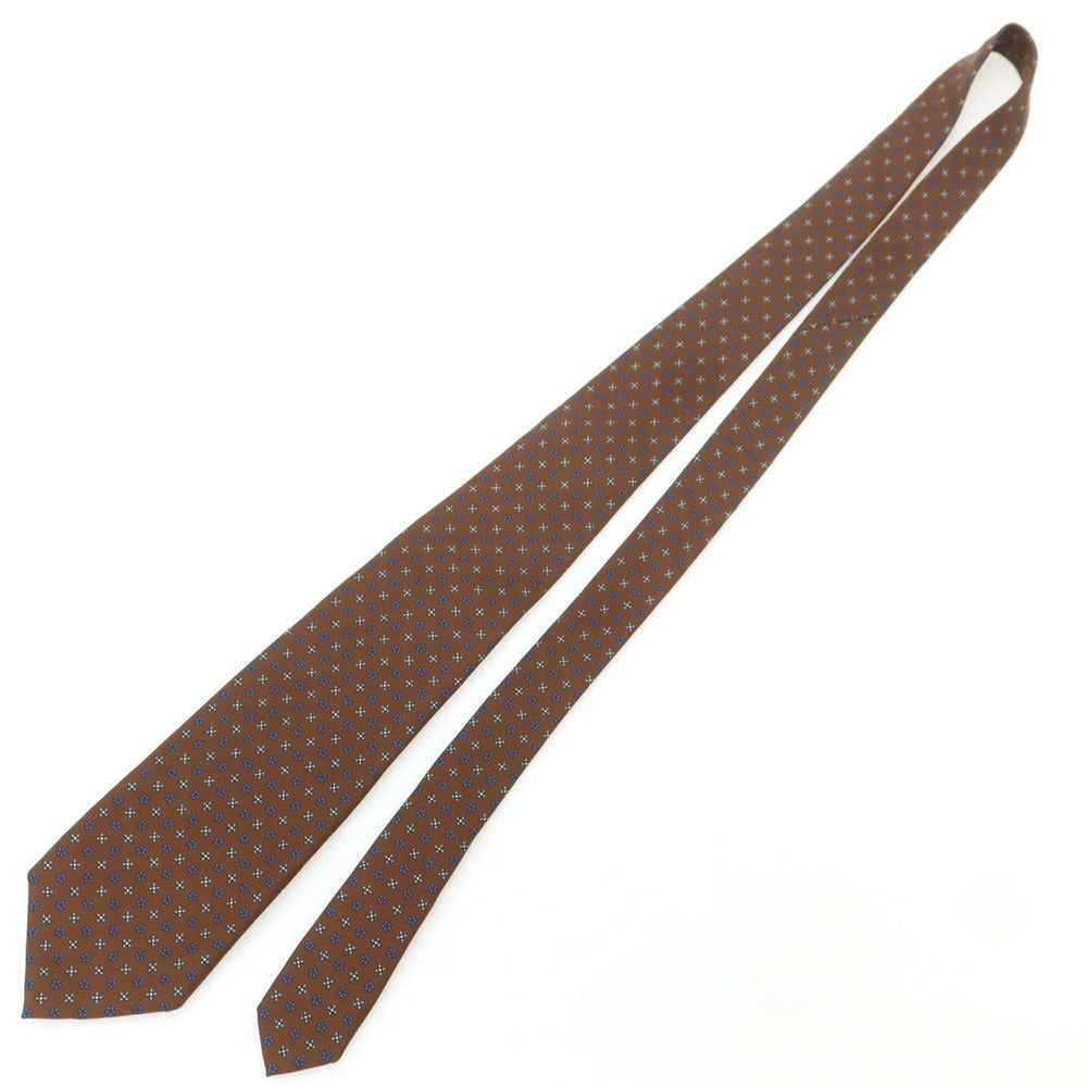【中古】マリネッラ E.MARINELLA シルク クワトロピエゲ 小紋柄ネクタイ ブラウンxブルー【 状態ランクB 】【 メンズ 】