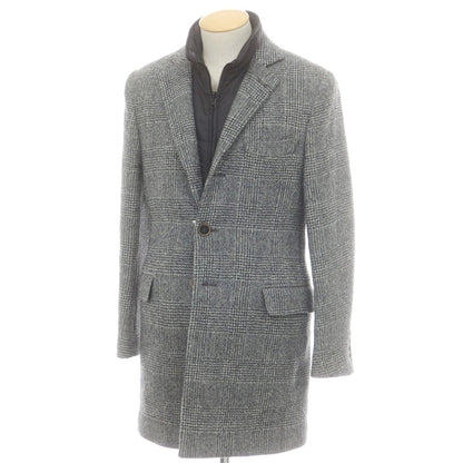 【中古】フェイ FAY ウール グレンチェック 中綿入りライナーベスト付き チェスターフィールドコート ブラックxホワイト【 XS 】【 状態ランクB 】【 メンズ 】