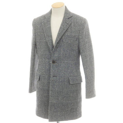 【中古】フェイ FAY ウール グレンチェック 中綿入りライナーベスト付き チェスターフィールドコート ブラックxホワイト【 XS 】【 状態ランクB 】【 メンズ 】