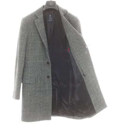 【中古】フェイ FAY ウール グレンチェック 中綿入りライナーベスト付き チェスターフィールドコート ブラックxホワイト【 XS 】【 状態ランクB 】【 メンズ 】