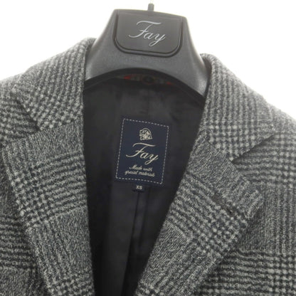 【中古】フェイ FAY ウール グレンチェック 中綿入りライナーベスト付き チェスターフィールドコート ブラックxホワイト【 XS 】【 状態ランクB 】【 メンズ 】