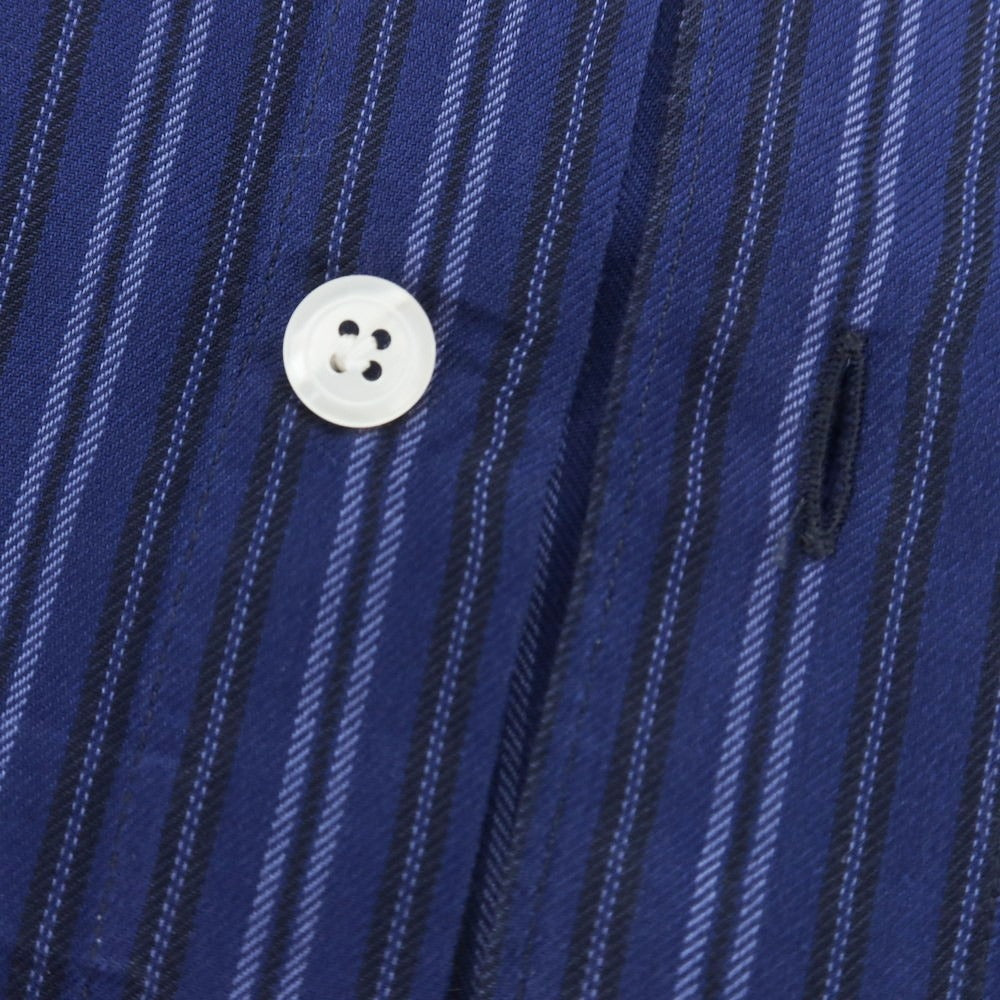【中古】フィナモレ Finamore コットン ストライプ ホリゾンタルカラー カジュアルシャツ ネイビー【 38 】【 状態ランクB 】【 メンズ 】