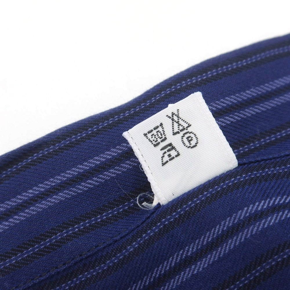 【中古】フィナモレ Finamore コットン ストライプ ホリゾンタルカラー カジュアルシャツ ネイビー【 38 】【 状態ランクB 】【 メンズ 】