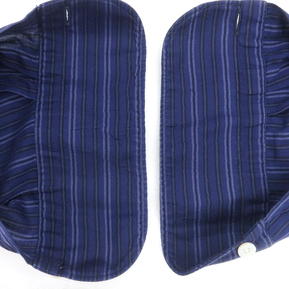 【中古】フィナモレ Finamore コットン ストライプ ホリゾンタルカラー カジュアルシャツ ネイビー【 38 】【 状態ランクB 】【 メンズ 】