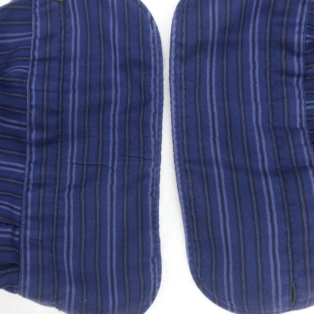 【中古】フィナモレ Finamore コットン ストライプ ホリゾンタルカラー カジュアルシャツ ネイビー【 38 】【 状態ランクB 】【 メンズ 】