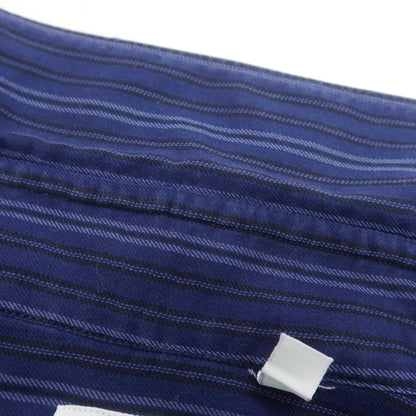 【中古】フィナモレ Finamore コットン ストライプ ホリゾンタルカラー カジュアルシャツ ネイビー【 38 】【 状態ランクB 】【 メンズ 】