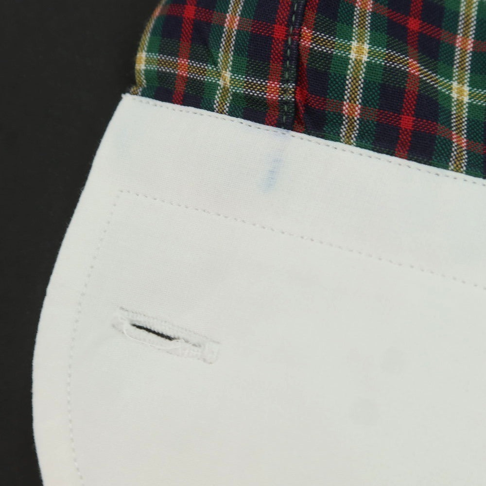 【中古】オリアン ORIAN コットン チェック ワイドカラー クレリック カジュアルシャツ グリーンxレッド【 38 】【 状態ランクC 】【 メンズ 】