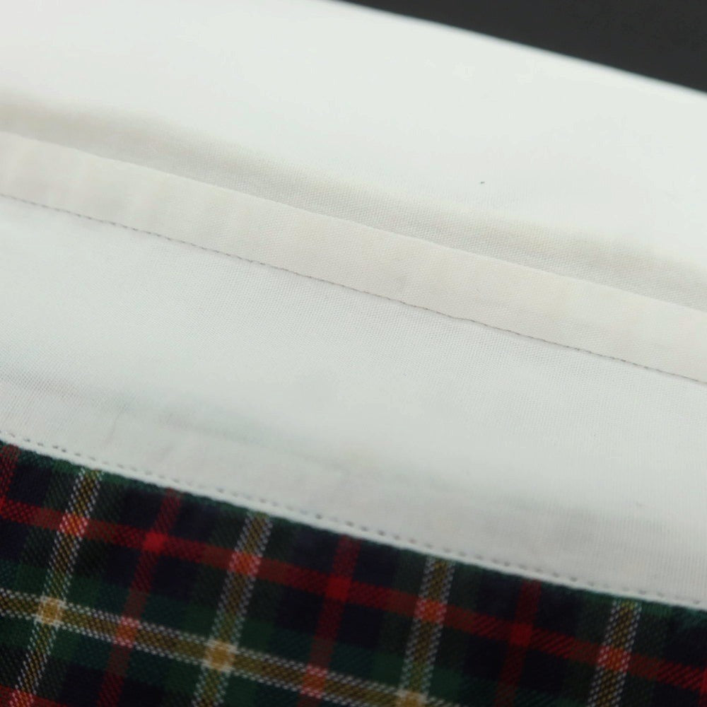 【中古】オリアン ORIAN コットン チェック ワイドカラー クレリック カジュアルシャツ グリーンxレッド【 38 】【 状態ランクC 】【 メンズ 】