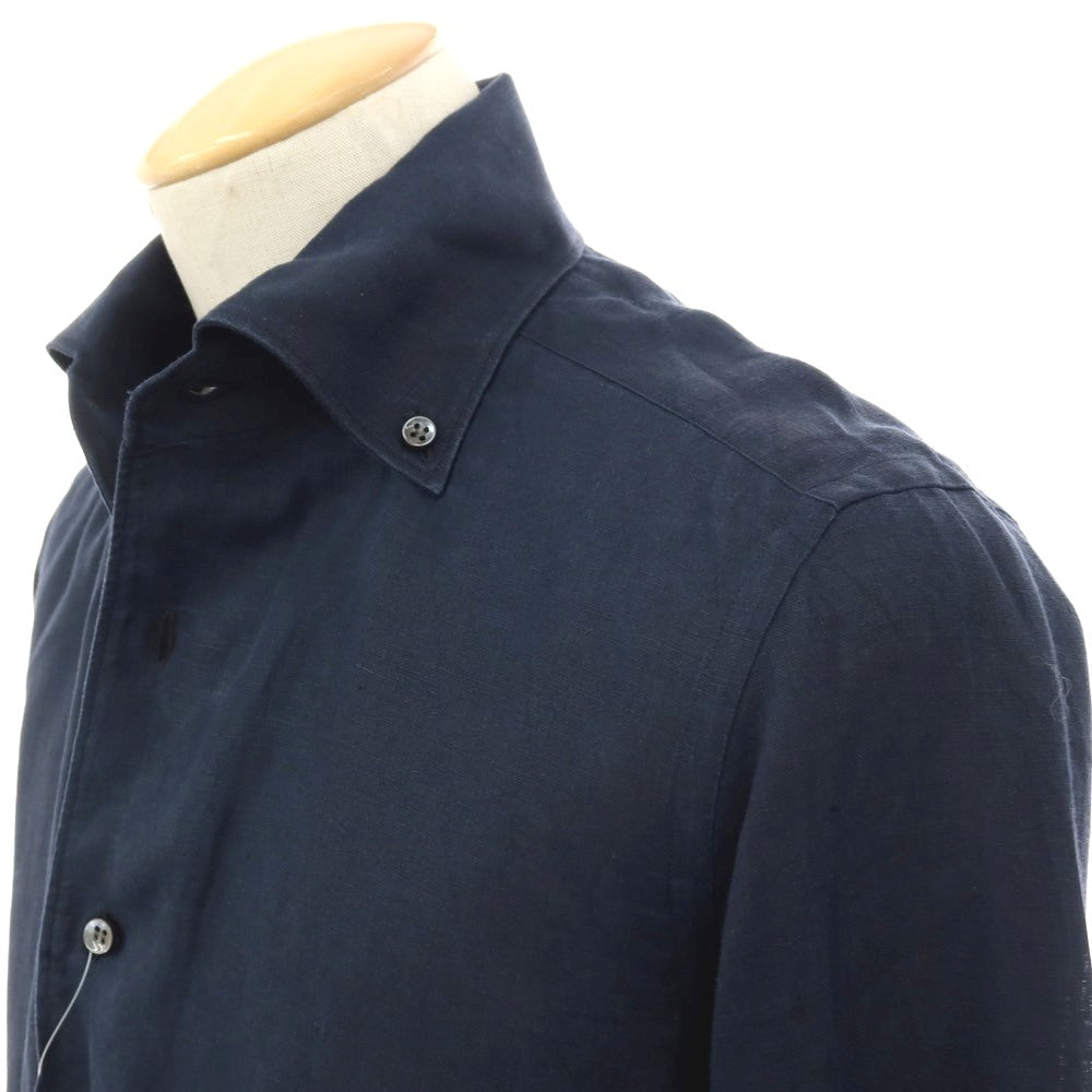 【中古】オリアン ORIAN リネン ボタンダウンワンピースカラー カジュアルシャツ ネイビー【サイズS】【 状態ランクC 】【 メンズ 】