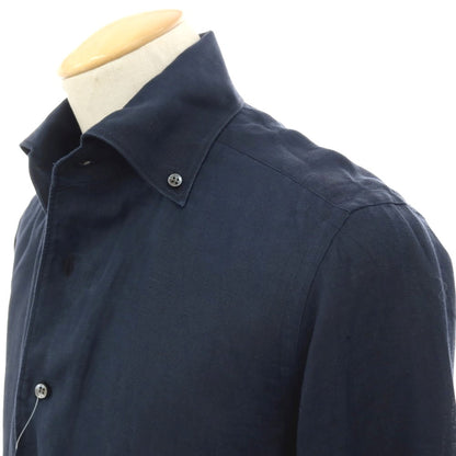 【中古】オリアン ORIAN リネン ボタンダウンワンピースカラー カジュアルシャツ ネイビー【サイズS】【 状態ランクC 】【 メンズ 】