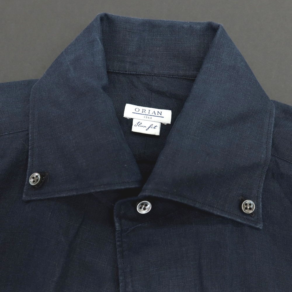 【中古】オリアン ORIAN リネン ボタンダウンワンピースカラー カジュアルシャツ ネイビー【サイズS】【 状態ランクC 】【 メンズ 】