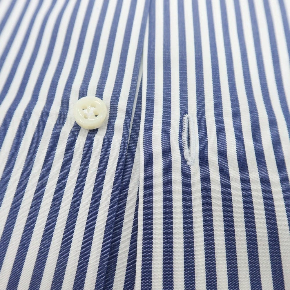 【中古】ルイジ ボレッリ Luigi Borrelli コットン ストライプ セミワイドカラー ドレスシャツ ネイビーxホワイト【 37 】【 状態ランクB 】【 メンズ 】