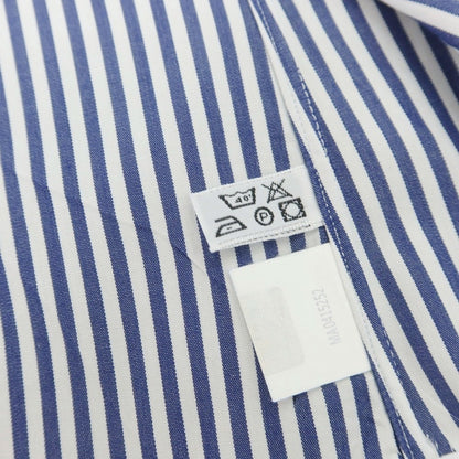 【中古】ルイジ ボレッリ Luigi Borrelli コットン ストライプ セミワイドカラー ドレスシャツ ネイビーxホワイト【 37 】【 状態ランクB 】【 メンズ 】
