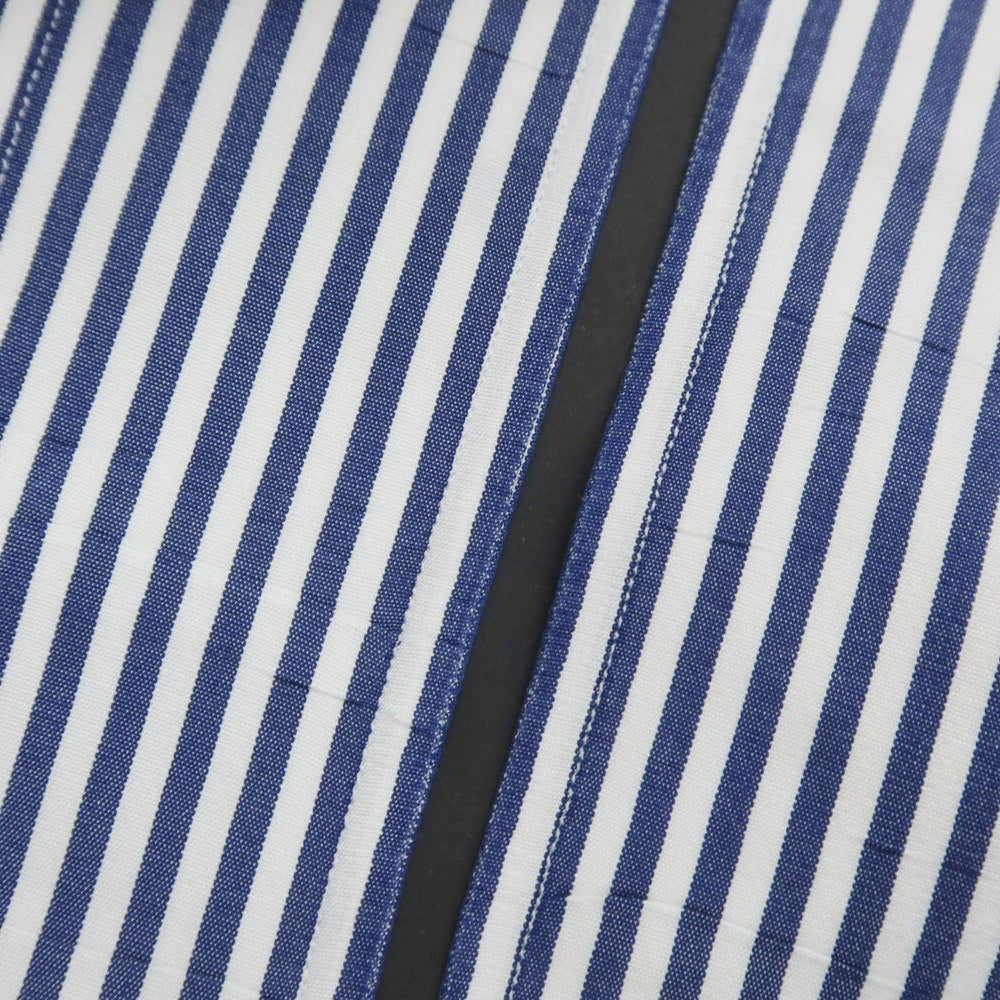 【中古】ルイジ ボレッリ Luigi Borrelli コットン ストライプ セミワイドカラー ドレスシャツ ネイビーxホワイト【 37 】【 状態ランクB 】【 メンズ 】