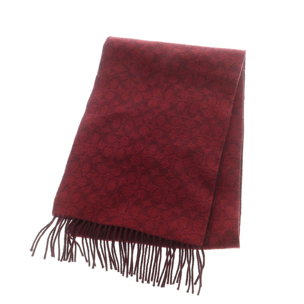 【中古】コーチ COACH ウールカシミヤ マフラー ダークレッドxボルドー【 状態ランクB 】【 メンズ 】