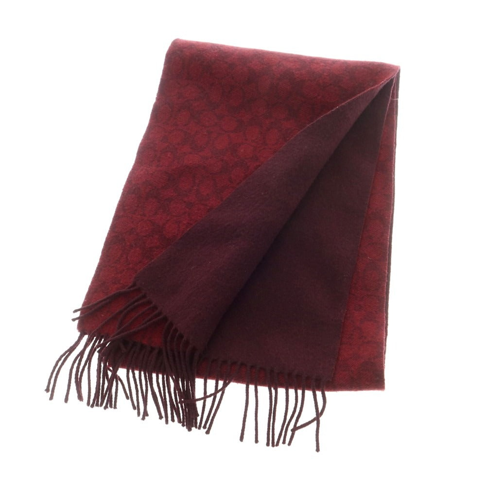 【中古】コーチ COACH ウールカシミヤ マフラー ダークレッドxボルドー【 状態ランクB 】【 メンズ 】