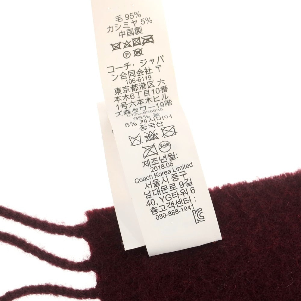 【中古】コーチ COACH ウールカシミヤ マフラー ダークレッドxボルドー【 状態ランクB 】【 メンズ 】