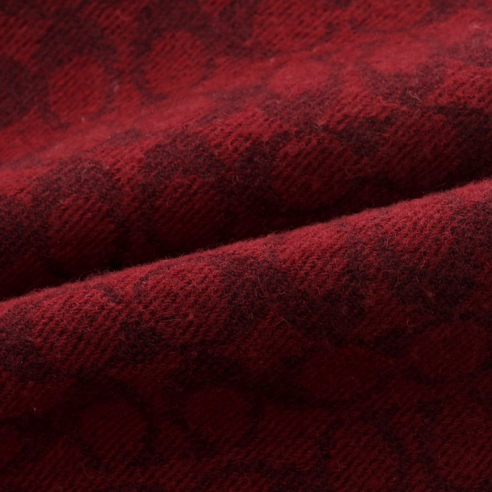 【中古】コーチ COACH ウールカシミヤ マフラー ダークレッドxボルドー【 状態ランクB 】【 メンズ 】