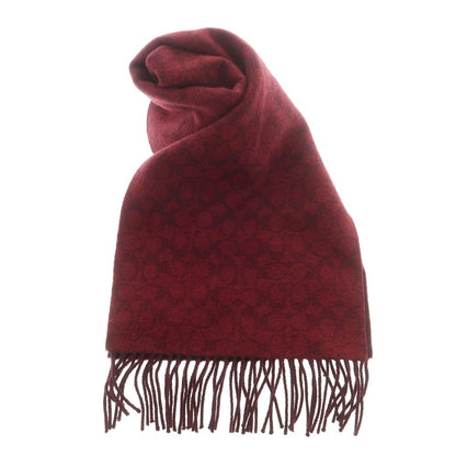 【中古】コーチ COACH ウールカシミヤ マフラー ダークレッドxボルドー【 状態ランクB 】【 メンズ 】