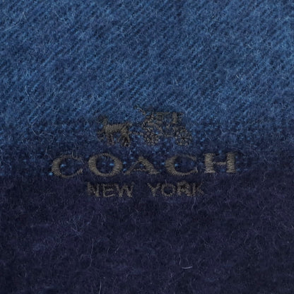 【中古】コーチ COACH カシミヤ ボーダー マフラー ネイビーxブルー【 状態ランクB 】【 メンズ 】