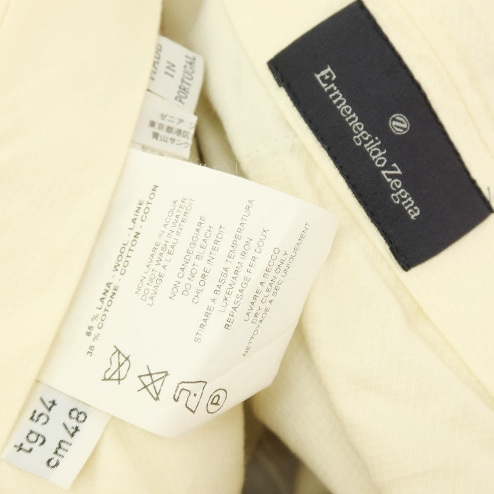 【中古】エルメネジルドゼニア Ermenegildo Zegna ウールコットン ドレススラックスパンツ ベージュ【サイズ54】【 状態ランクC 】【 メンズ 】