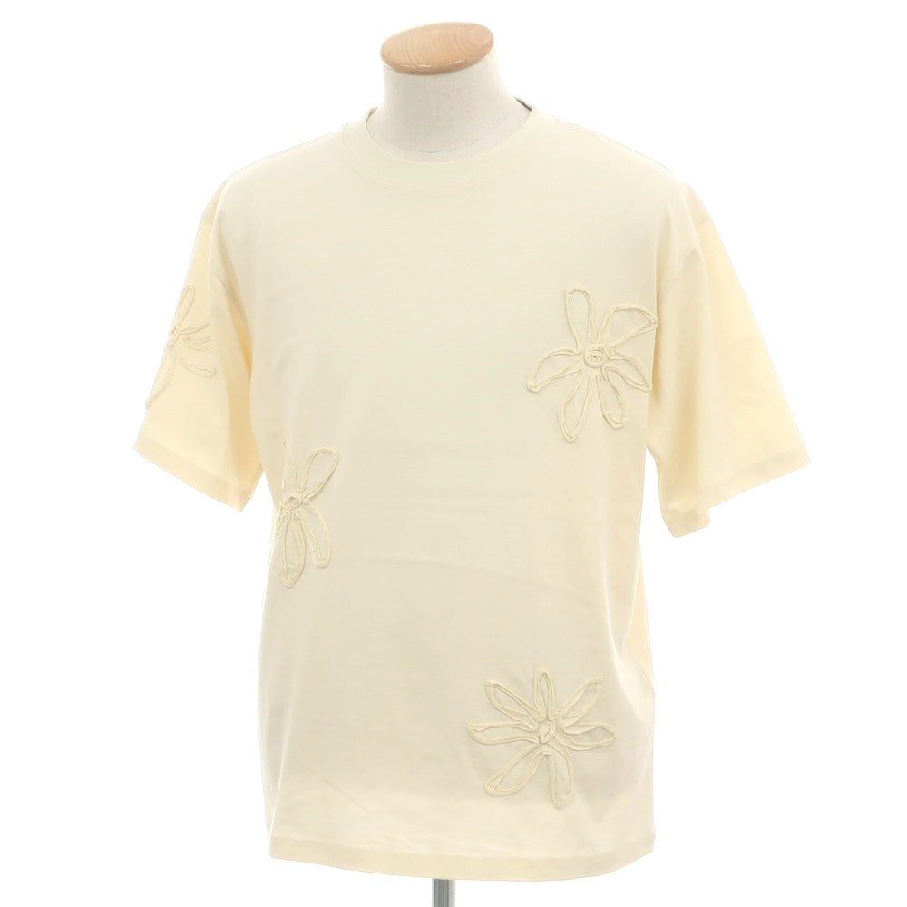 【SALE30%OFF/返品不可】【中古】【未使用】サンドロ sandro コットン フラワーデザイン クルーネック 半袖Ｔシャツ ライトベージュ【 サイズXS 】【 状態ランクS 】【 メンズ 】