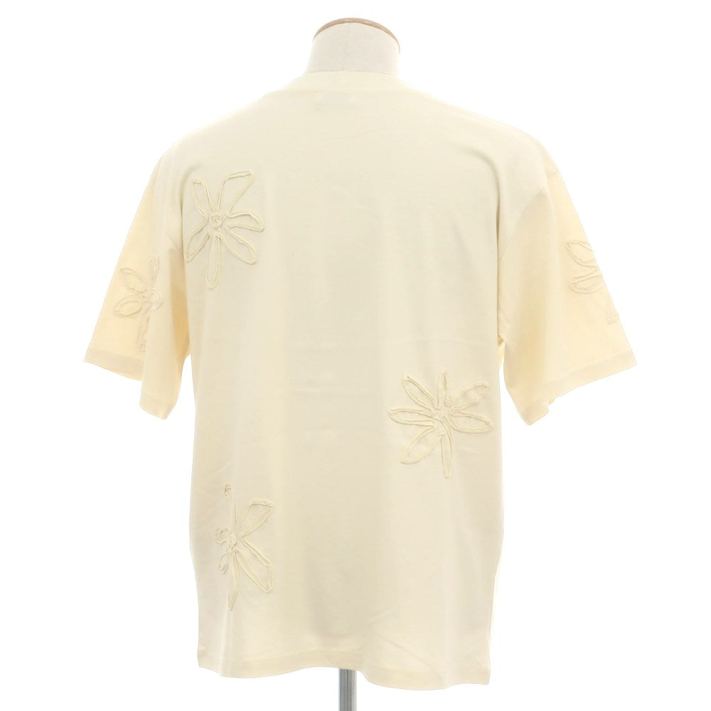 【SALE30%OFF/返品不可】【中古】【未使用】サンドロ sandro コットン フラワーデザイン クルーネック 半袖Ｔシャツ ライトベージュ【 サイズXS 】【 状態ランクS 】【 メンズ 】