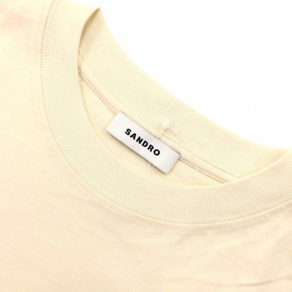 【SALE30%OFF/返品不可】【中古】【未使用】サンドロ sandro コットン フラワーデザイン クルーネック 半袖Ｔシャツ ライトベージュ【 サイズXS 】【 状態ランクS 】【 メンズ 】