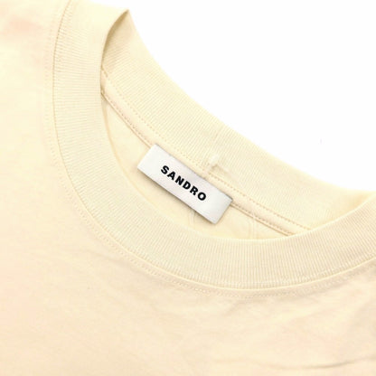 【SALE30%OFF/返品不可】【中古】【未使用】サンドロ sandro コットン フラワーデザイン クルーネック 半袖Ｔシャツ ライトベージュ【 サイズXS 】【 状態ランクS 】【 メンズ 】