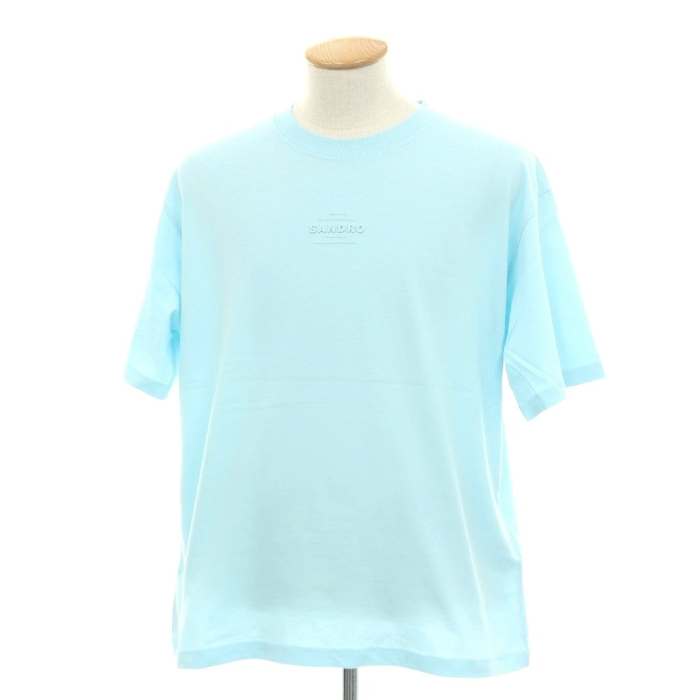 【中古】【未使用】サンドロ sandro コットン ラバープリント クルーネック 半袖Ｔシャツ ライトブルー【サイズS】【 状態ランクS 】【 メンズ 】